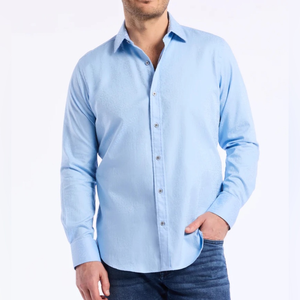 Robert Graham NWOT Windsor 2 Long Sleeve Button Down Flip Cuff Light Blue Size L